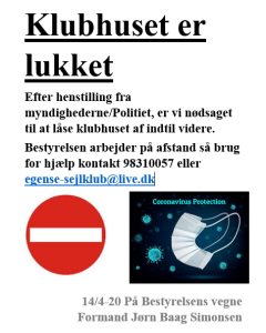 Klubhuset lukket pga. corona